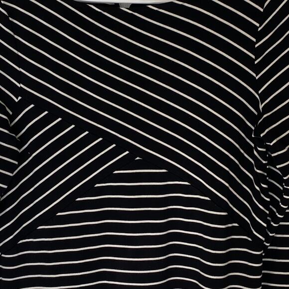 Talbots Wms Med Black White Striped Crossover Stretch Knit Pullover Top Casual - Picture 5 of 8